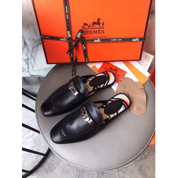 Replica Hermes Black Gold H Buckle Loafer