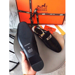 Replica Hermes Black Gold H Buckle Loafer