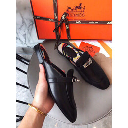Replica Hermes Black Gold H Buckle Loafer