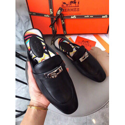 Replica Hermes Black Gold H Buckle Loafer