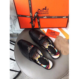 Replica Hermes Black Gold H Buckle Loafer