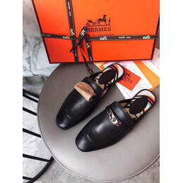 Replica Hermes Black Gold H Buckle Loafer