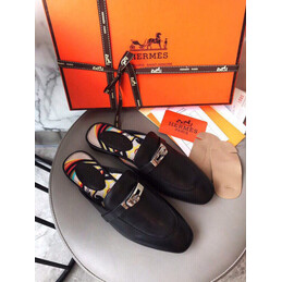 Replica Hermes Black Gold H Buckle Loafer