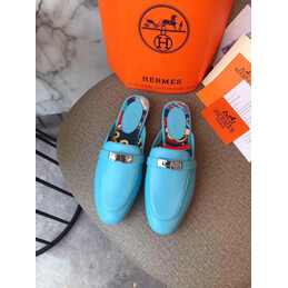 Replica Hermes Turquoise Gold H Buckle Loafer