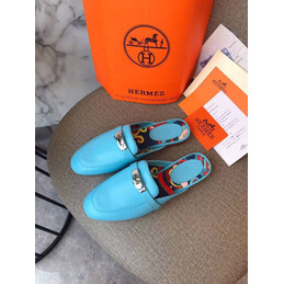 Replica Hermes Turquoise Gold H Buckle Loafer