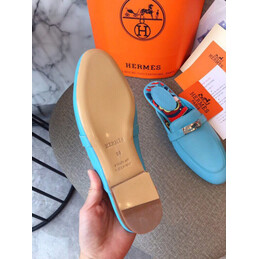 Replica Hermes Turquoise Gold H Buckle Loafer