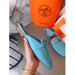 Replica Hermes Turquoise Gold H Buckle Loafer