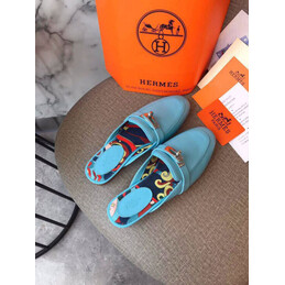 Replica Hermes Turquoise Gold H Buckle Loafer
