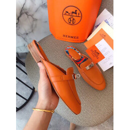 Replica Hermes Orange Palladium H Buckle Loafer