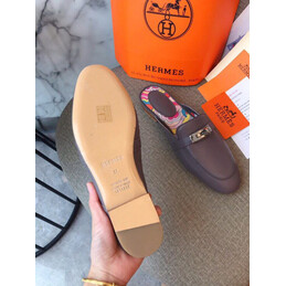 Replica Hermes Taupe Palladium H Buckle Loafer