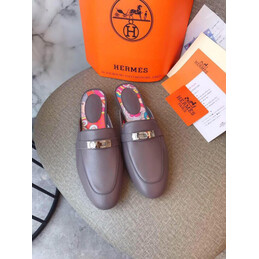 Replica Hermes Taupe Palladium H Buckle Loafer