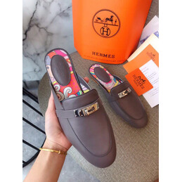 Replica Hermes Taupe Palladium H Buckle Loafer
