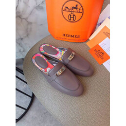 Replica Hermes Taupe Palladium H Buckle Loafer