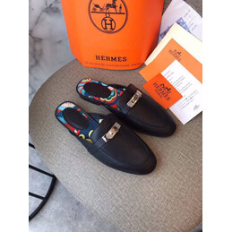 Replica Hermes Navy Gold H Buckle Loafer