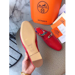 Replica Hermes Red Palladium H Buckle Loafer