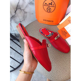 Replica Hermes Red Palladium H Buckle Loafer