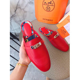 Replica Hermes Red Palladium H Buckle Loafer