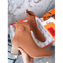 Replica Hermes Tan Knit Sock Ankle Boot