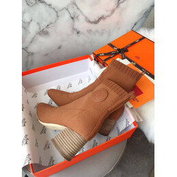 Replica Hermes Tan Knit Sock Ankle Boot