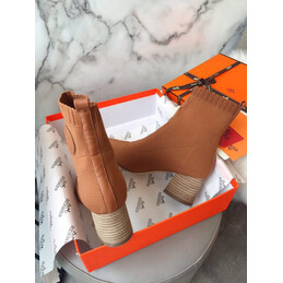 Replica Hermes Tan Knit Sock Ankle Boot