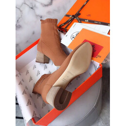 Replica Hermes Tan Knit Sock Ankle Boot