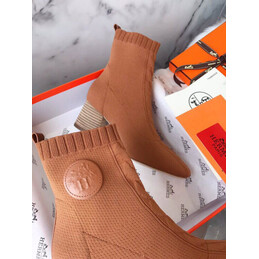 Replica Hermes Tan Knit Sock Ankle Boot