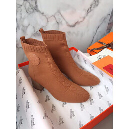 Replica Hermes Tan Knit Sock Ankle Boot