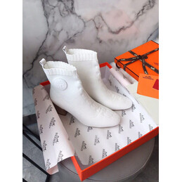 Replica Hermes White Knit Sock Ankle Boot
