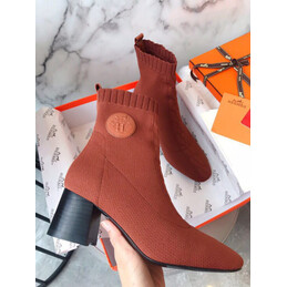 Replica Hermes Rust Knit Sock Ankle Boot