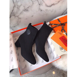 Replica Hermes Black Knit Sock Ankle Boot