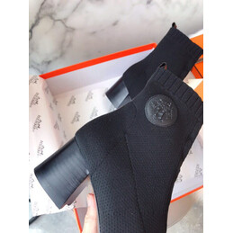 Replica Hermes Black Knit Sock Ankle Boot