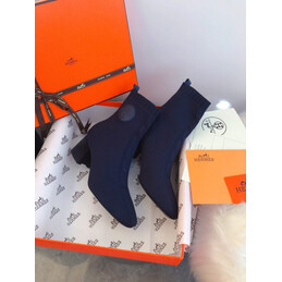Replica Hermes Navy Button Detail Sock Ankle Boot