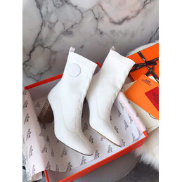 Replica Hermes White Logo Button Sock Ankle Boot