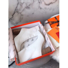 Replica Hermes White Logo Button Sock Ankle Boot