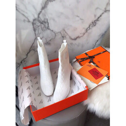 Replica Hermes White Logo Button Sock Ankle Boot