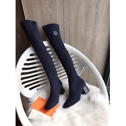 Replica Hermes Navy Knee High Stretch Boot