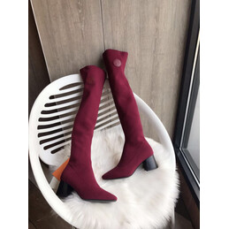 Replica Hermes Burgundy Knee High Stretch Boot