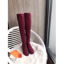 Replica Hermes Burgundy Knee High Stretch Boot