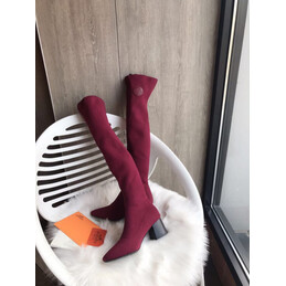 Replica Hermes Burgundy Knee High Stretch Boot