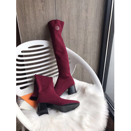 Replica Hermes Burgundy Knee High Stretch Boot