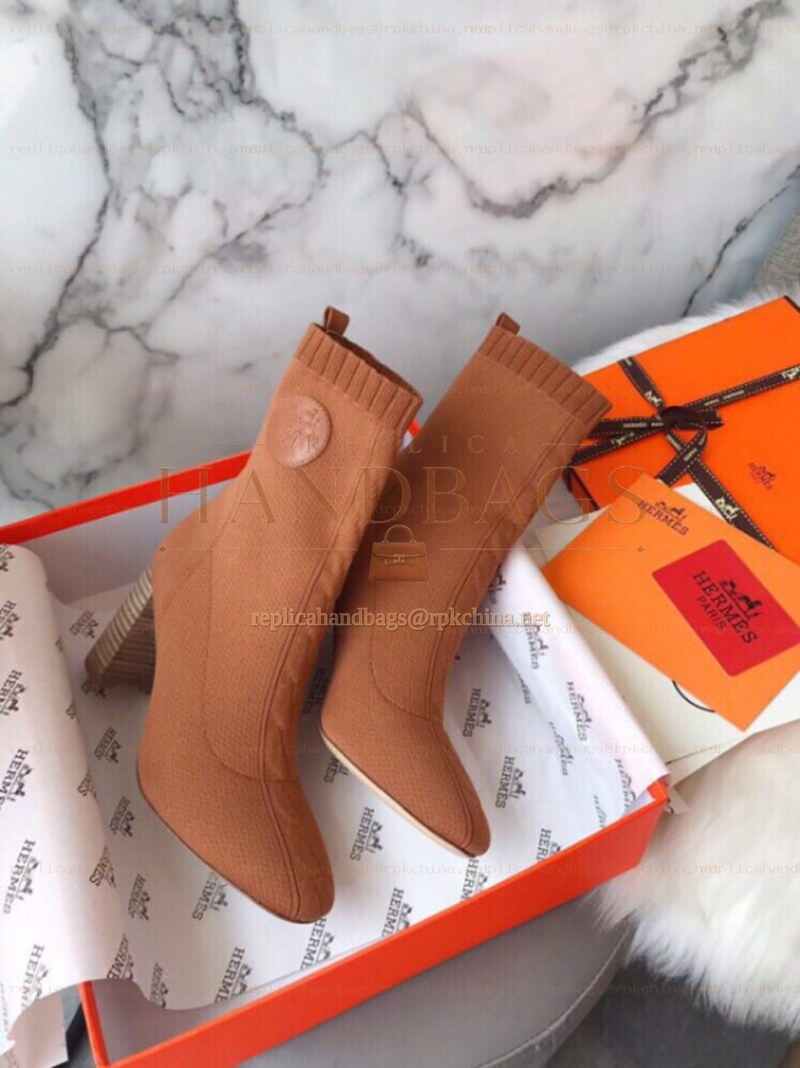 Replica Hermes Tan Knee High Stretch Boot