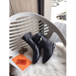 Replica Hermes Black Palladium Buckle Ankle Boot