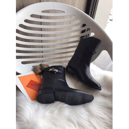 Replica Hermes Black Palladium Buckle Ankle Boot