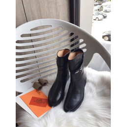Replica Hermes Black Palladium Buckle Ankle Boot
