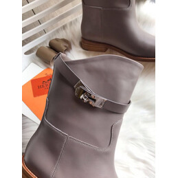 Replica Hermes Gray Classic Palladium Buckle Ankle Boot