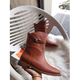 Replica Hermes Brown Classic Palladium Buckle Ankle Boot