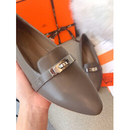 Replica Hermes Taupe Classic Palladium H Buckle Loafer
