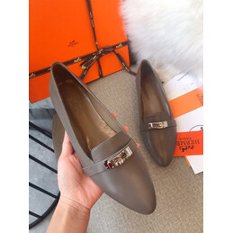 Replica Hermes Taupe Classic Palladium H Buckle Loafer