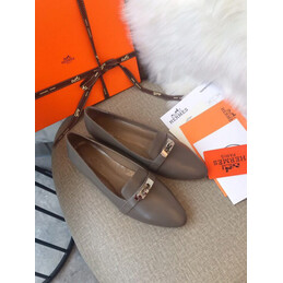 Replica Hermes Taupe Classic Palladium H Buckle Loafer