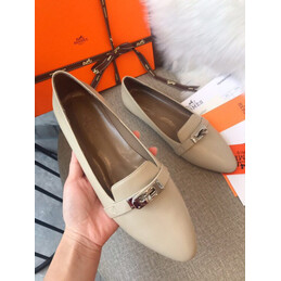 Replica Hermes Beige Classic Palladium H Buckle Loafer